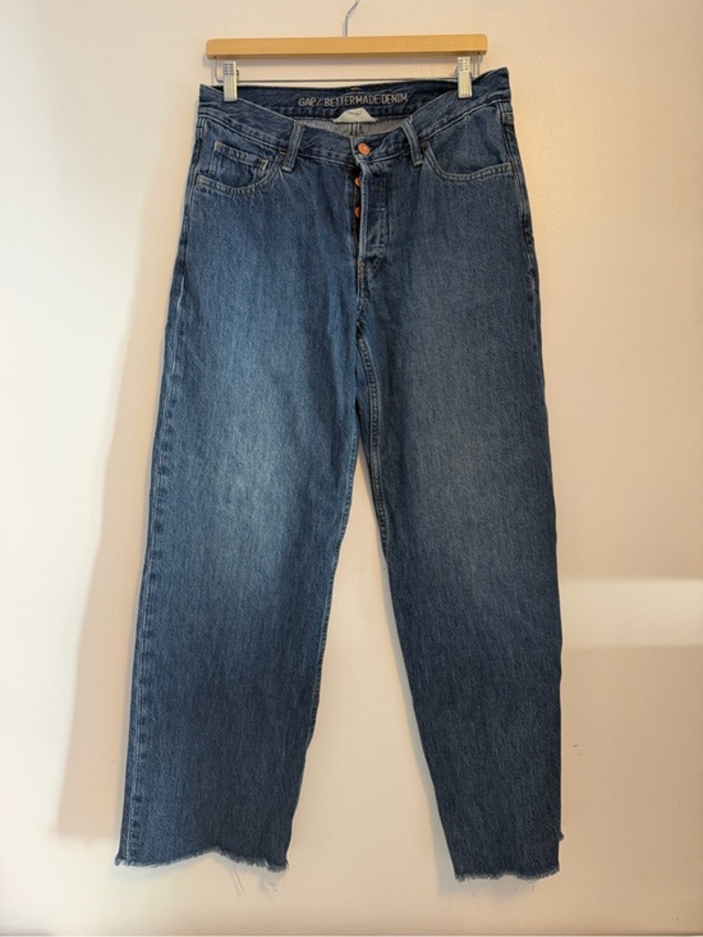 Gap BetterMade Denim Low Rise Strid Raw Hem Jeans Size 28